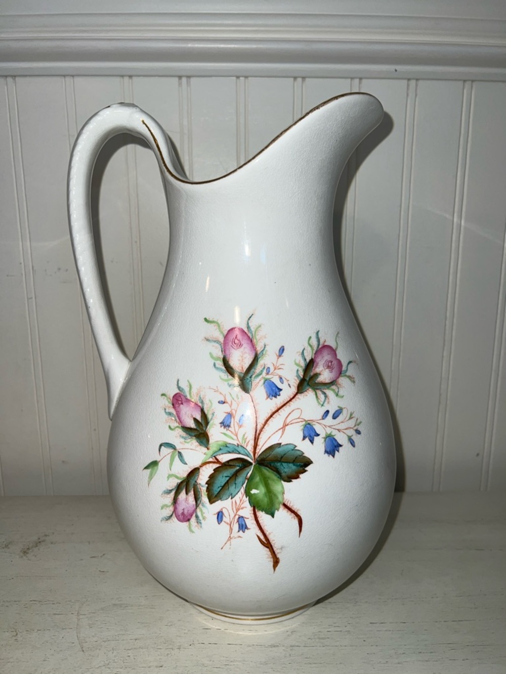 Antique Ironstone Moss Rose Pitcher
